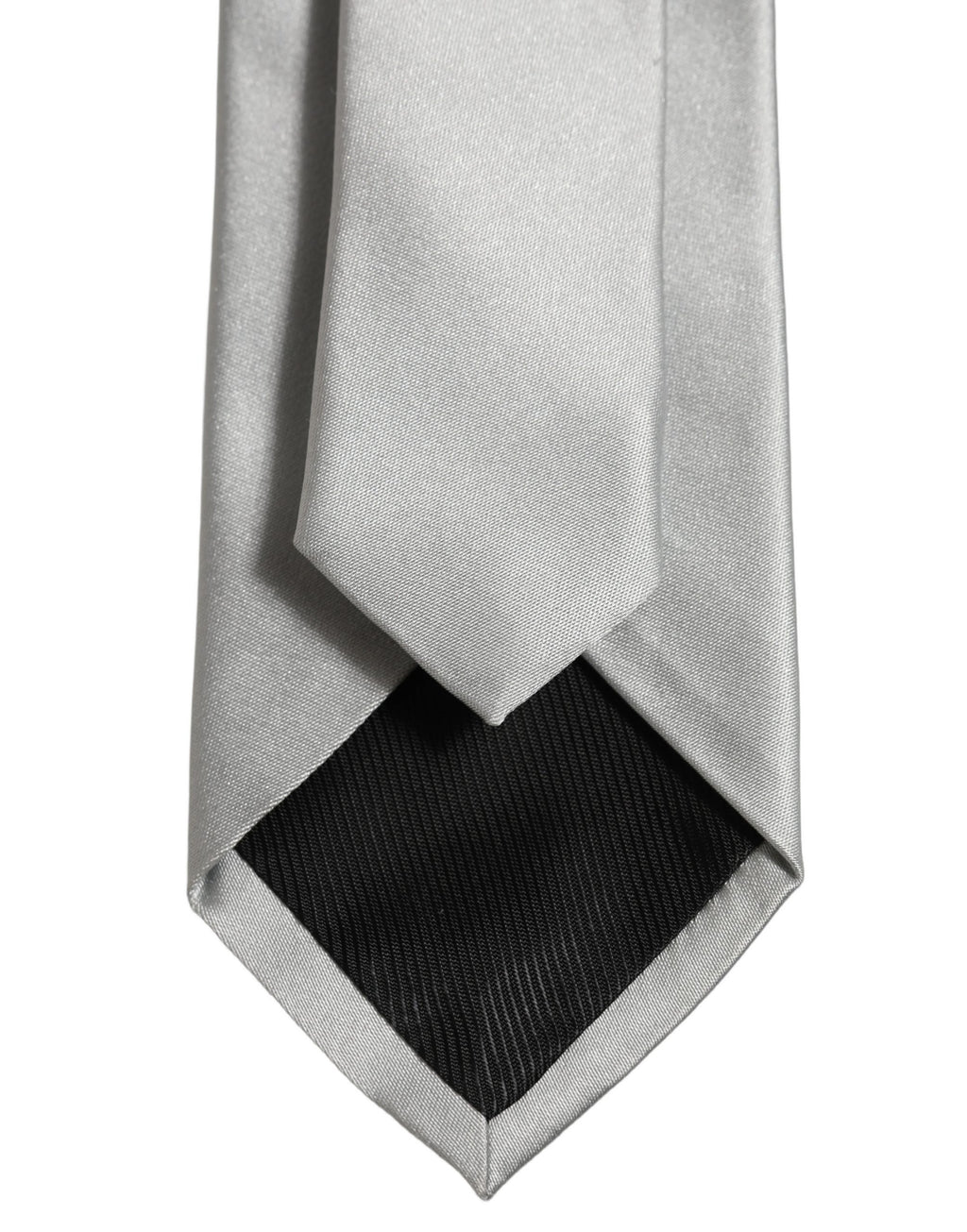 Dolce & Gabbana Gray Satin 100% Silk Adjustable Tied Men Necktie Tie