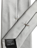 Dolce & Gabbana Gray Satin 100% Silk Adjustable Tied Men Necktie Tie