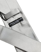 Dolce & Gabbana Gray Satin 100% Silk Adjustable Tied Men Necktie Tie