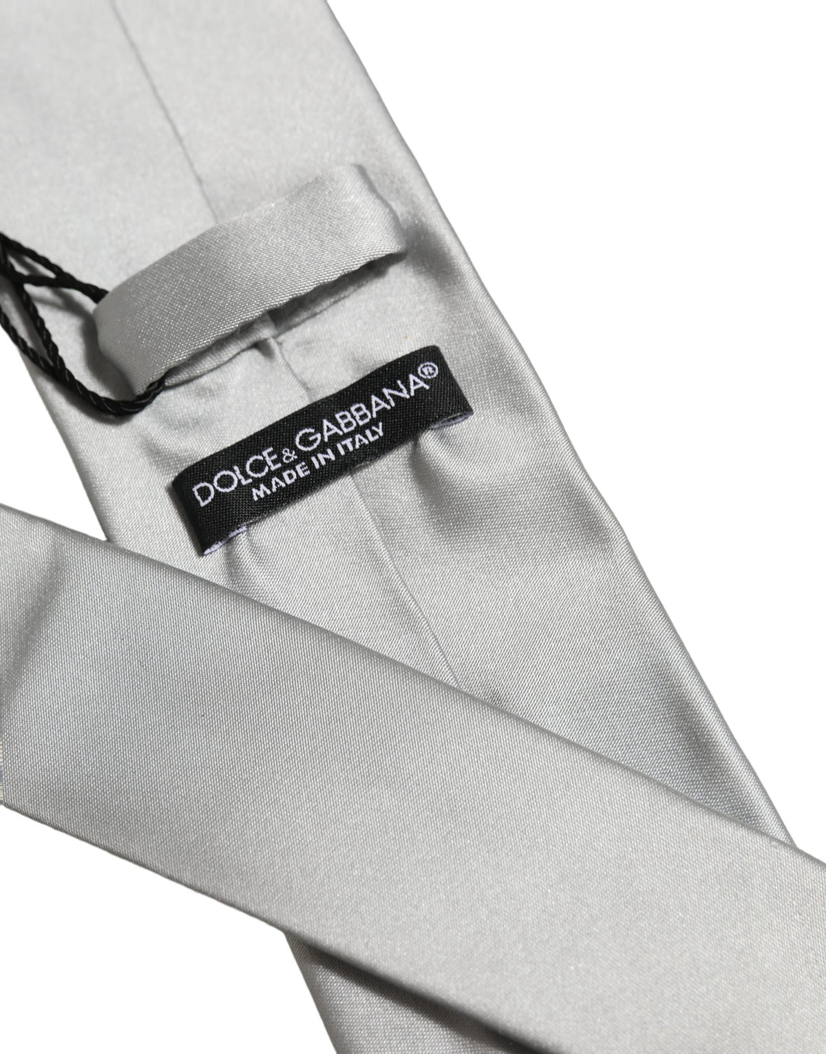 Dolce & Gabbana Gray Satin 100% Silk Adjustable Tied Men Necktie Tie