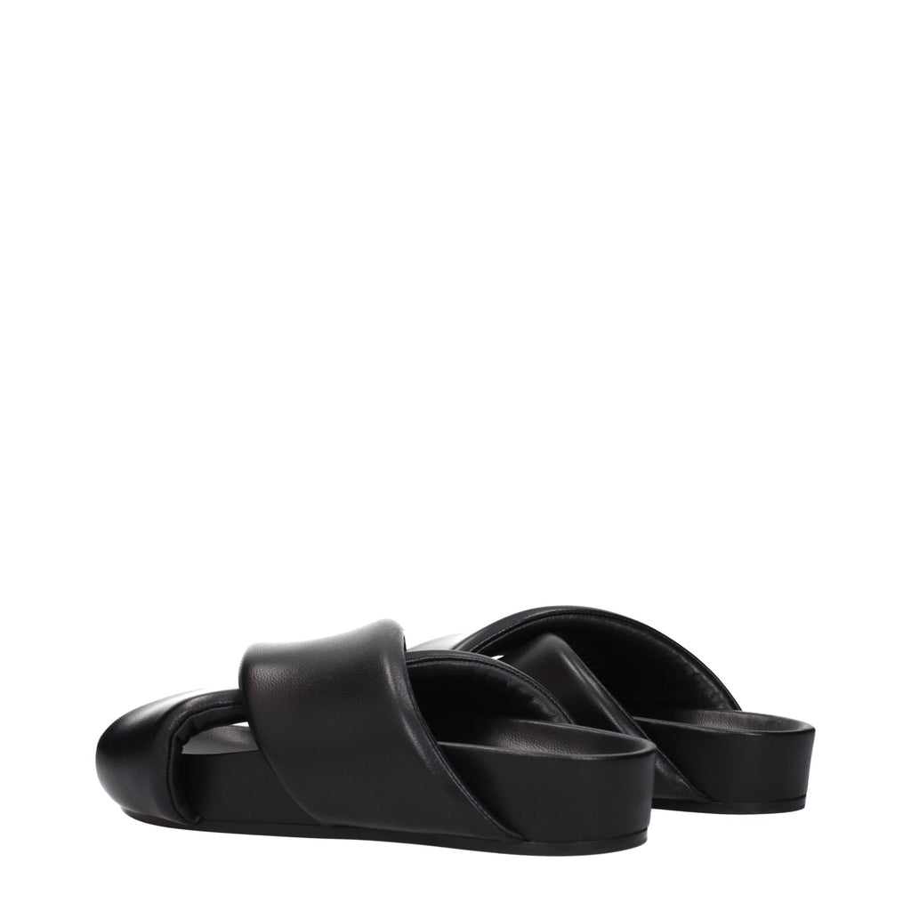 Jil Sander Black Leather Slippers