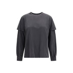 Ganni Gray Cotton Long Sleeve T-Shirt