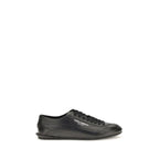 Dolce & Gabbana Black Calf Leather Bos Taurus Low Top Sneakers