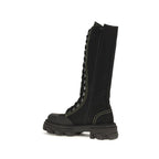Ganni Black Cotton Lace-Up Boots