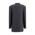 Ami Paris Gray Wool Oves Aries Blazer
