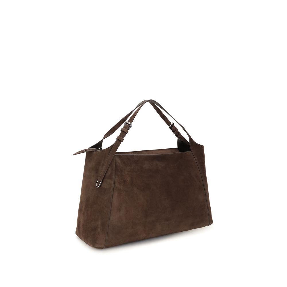 Brunello Cucinelli Brown Suede Leather Shoulder Bag
