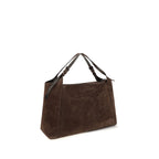 Brunello Cucinelli Brown Suede Leather Shoulder Bag
