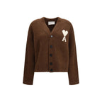 Ami Paris Brown Alpaca Vicugna Pacos Cardigan
