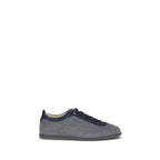 Brunello Cucinelli Gray Calf Leather Bos Taurus Low Top Sneakers