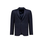 Autore Blue Wool Full-Length Jacket