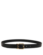 Dolce & Gabbana Black Classic Leather Gold Tone Buckle Belt