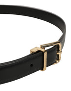 Dolce & Gabbana Black Classic Leather Gold Tone Buckle Belt