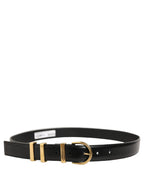 Dolce & Gabbana Black Classic Leather Gold Tone Buckle Belt