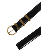 Dolce & Gabbana Black Classic Leather Gold Tone Buckle Belt