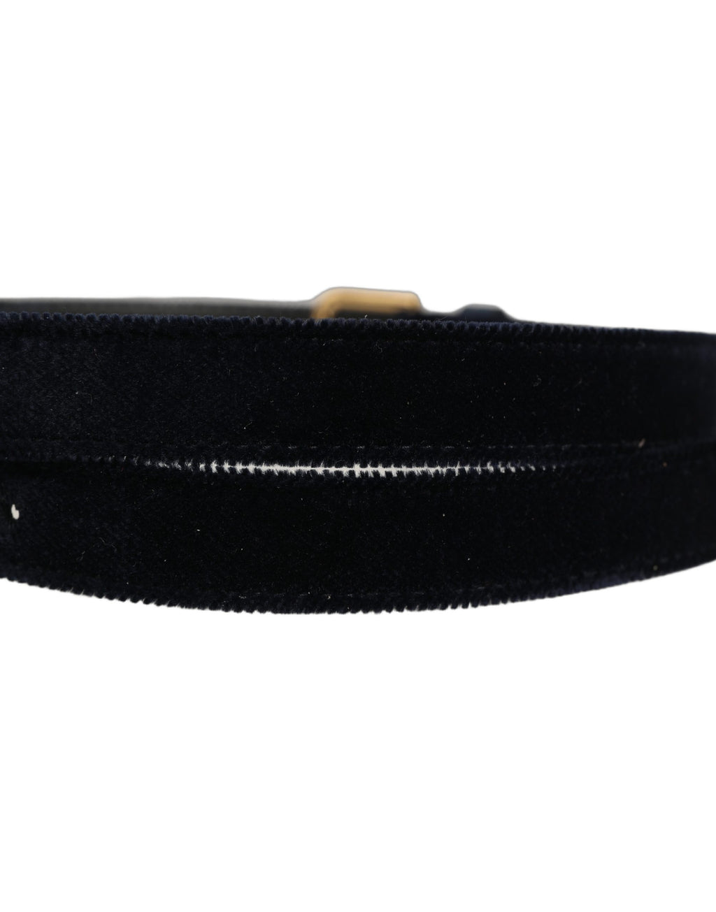 Dolce & Gabbana Dark Blue Velvet Gold Tone Metal Buckle Belt