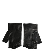 Dolce & Gabbana Black Embellished Wrist Length Fingerless Gloves