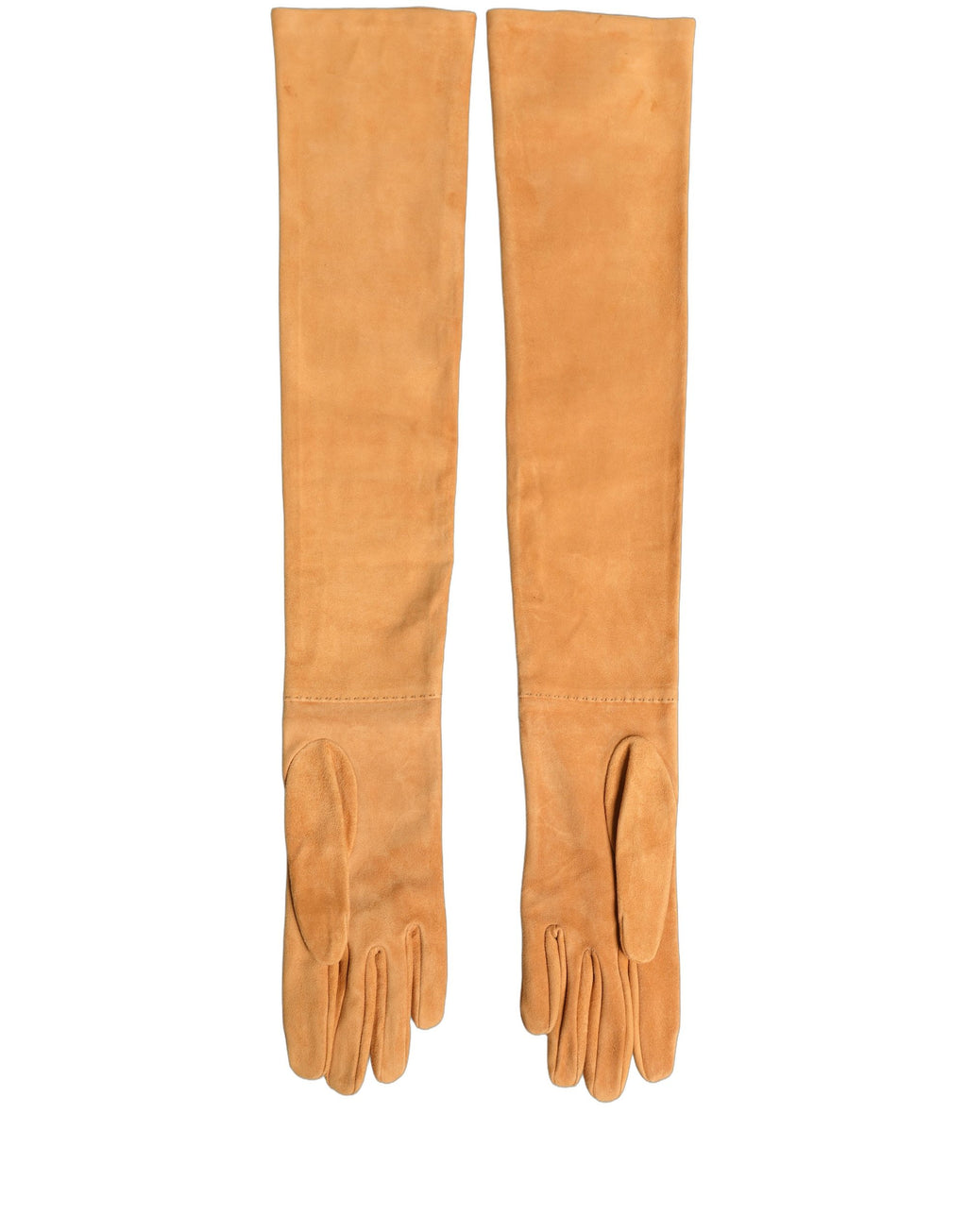Dolce & Gabbana Tan Genuine Leather Suede Elbow Length Gloves