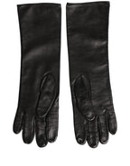 Dolce & Gabbana Black Genuine Leather Embossed DG Logo Gloves
