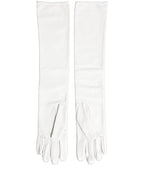 Dolce & Gabbana White Genuine Leather Embossed DG Logo Gloves