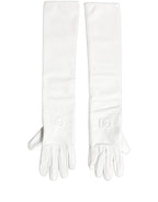 Dolce & Gabbana White Genuine Leather Embossed DG Logo Gloves