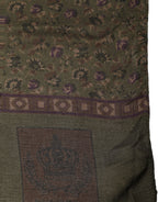 Dolce & Gabbana Olive Green Modal Floral Shawl Stole Scarf