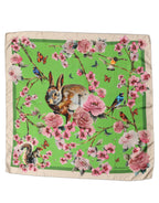 Dolce & Gabbana Green Floral Print Silk Square Foulard Scarf