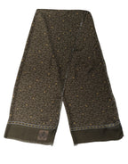 Dolce & Gabbana Olive Green Cotton Floral Neck Shawl Scarf