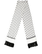 Dolce & Gabbana White Black Polka Dot Fringed Shawl Scarf