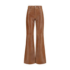 Haikure Brown Lambskin Flared Pants