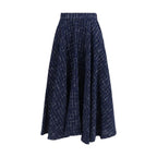 Sara Roka Blue Polyester Long Skirt