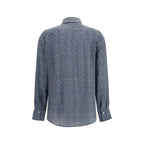 Sara Roka Blue Silk Pattern Shirt
