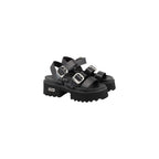 Cult Black Leather Platform Sandals