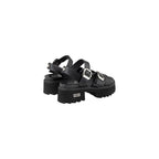 Cult Black Leather Platform Sandals
