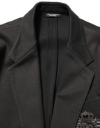 Dolce & Gabbana Black Embroidered Single Breasted Men Jacket