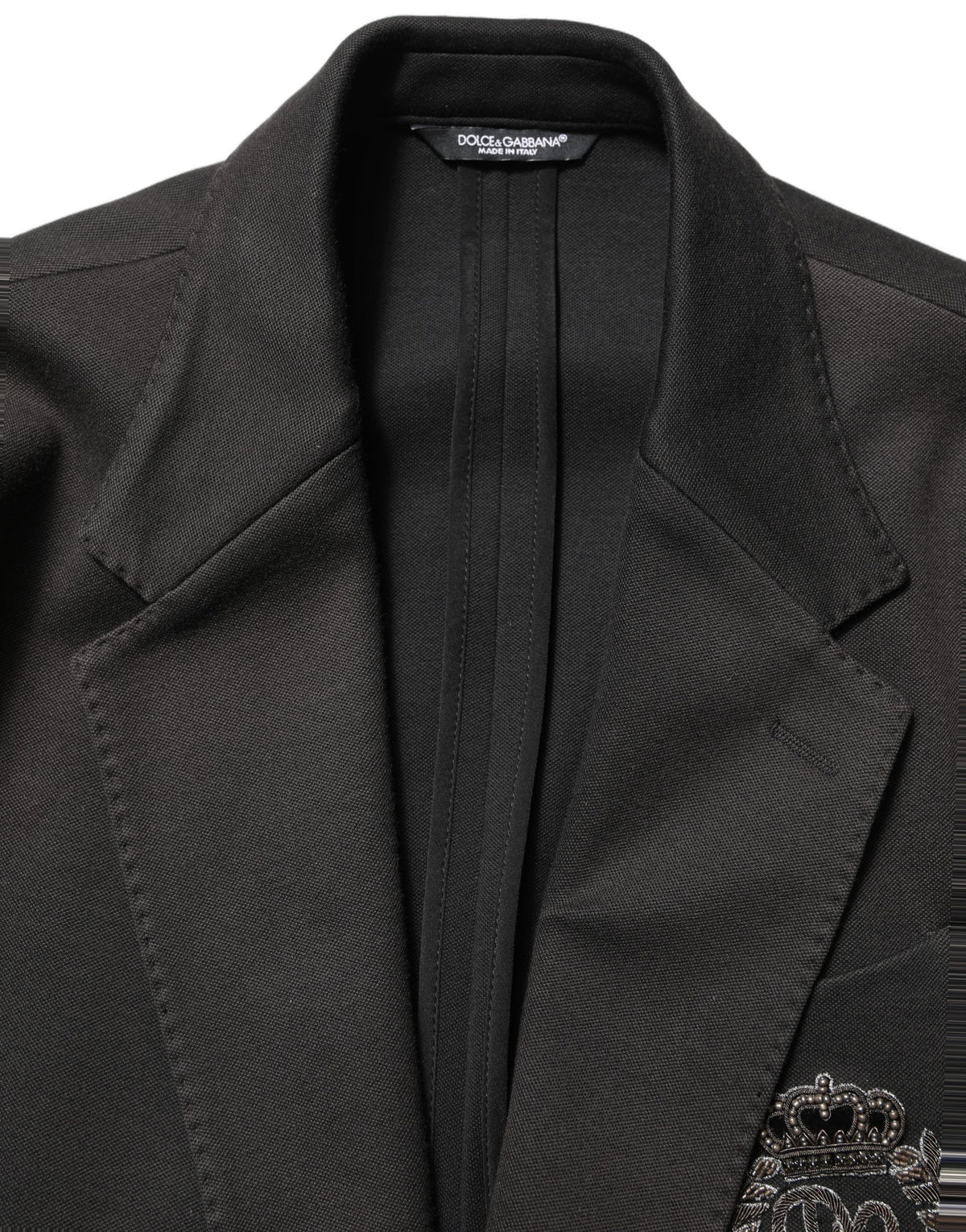 Dolce & Gabbana Black Embroidered Single Breasted Men Jacket