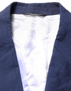 Dolce & Gabbana Dark Blue Flax Men Single Breasted Jacket