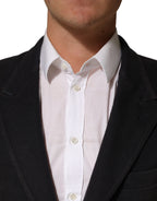 Dolce & Gabbana Dark Gray Cotton Men Single Breasted Jacket
