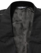 Dolce & Gabbana Black Pinstripe Men Single Breasted Jacket