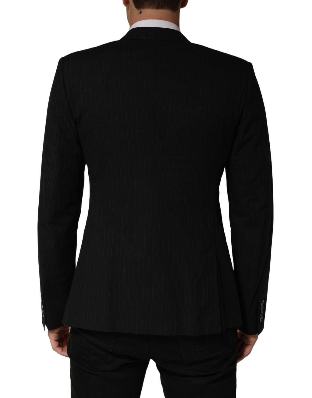 Dolce & Gabbana Black Pinstripe Men Single Breasted Jacket