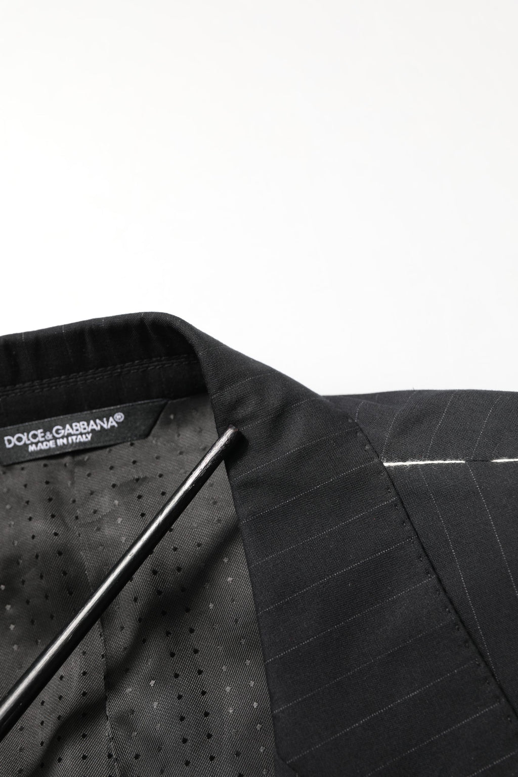 Dolce & Gabbana Black Pinstripe Men Single Breasted Jacket