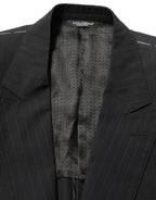 Dolce & Gabbana Black Pinstripe Men Single Breasted Jacket