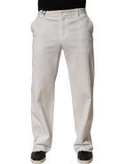 Dolce & Gabbana White Cotton StraightLeg Casual Trouser Pants