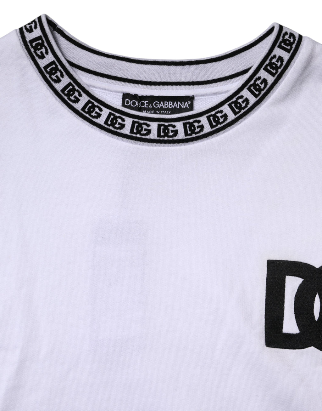 Dolce & Gabbana White Cotton DG Crew Neck Sweatshirt Sweater