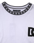 Dolce & Gabbana White Cotton DG Crew Neck Sweatshirt Sweater