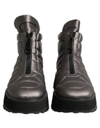 Dolce & Gabbana Silver Leather Quilted Men Ankle Boots Shoes