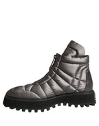 Dolce & Gabbana Silver Leather Quilted Men Ankle Boots Shoes