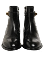 Dolce & Gabbana Black Leather Buckle Mid Calf Boots Men Shoes