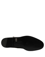 Dolce & Gabbana Black Leather Buckle Mid Calf Boots Shoes