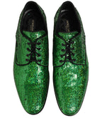Dolce & Gabbana Dress Green Sequined Lace Up Men Derby Shoes