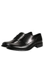 Dolce & Gabbana Black Calfskin Leather Derby Men Dress Shoes